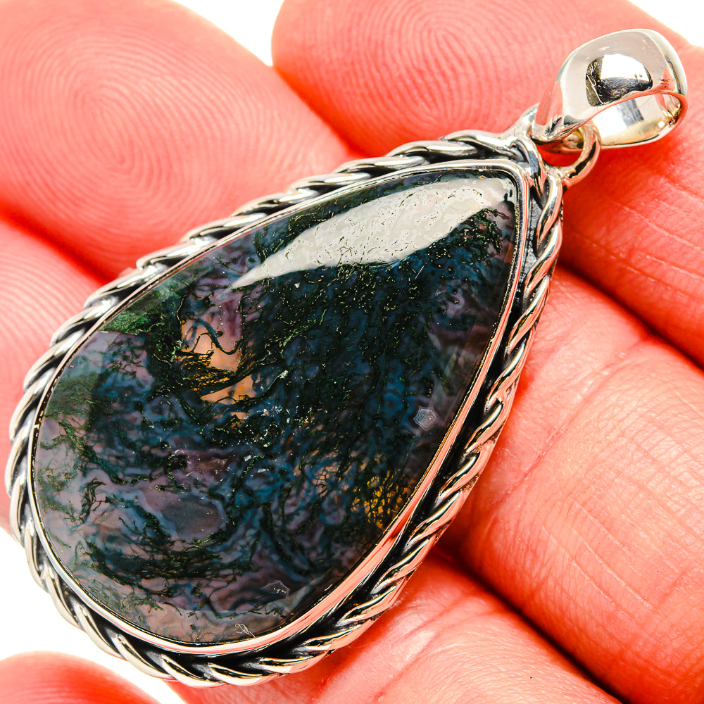 Green Moss Agate Pendants handcrafted by Ana Silver Co - PD35407