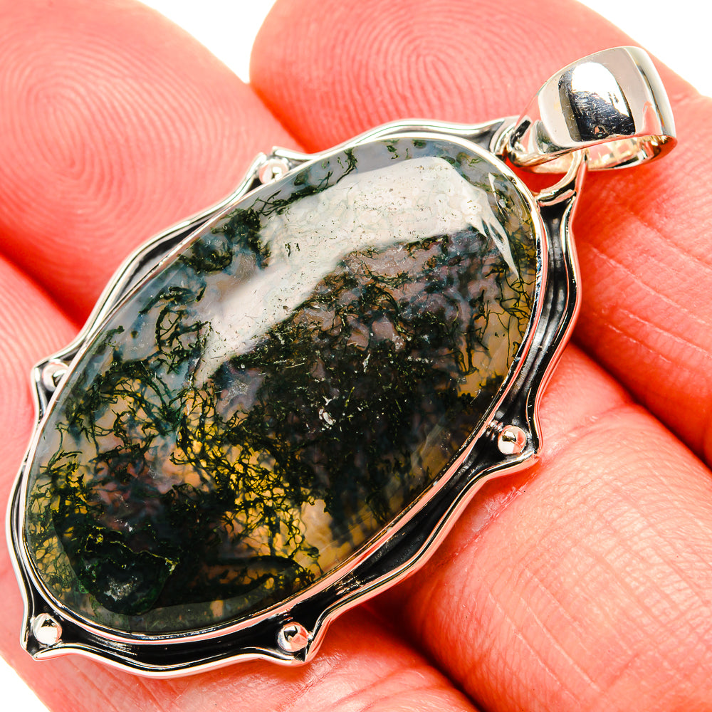 Green Moss Agate Pendants handcrafted by Ana Silver Co - PD35408