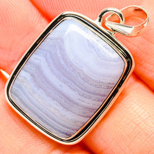 Blue Lace Agate Pendants handcrafted by Ana Silver Co - PD35415