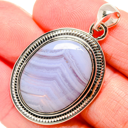 Blue Lace Agate Pendants handcrafted by Ana Silver Co - PD35420