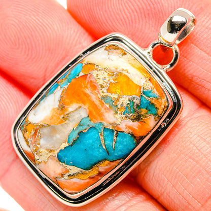 Blue Orange Copper Composite Turquoise Pendants handcrafted by Ana Silver Co - PD35440