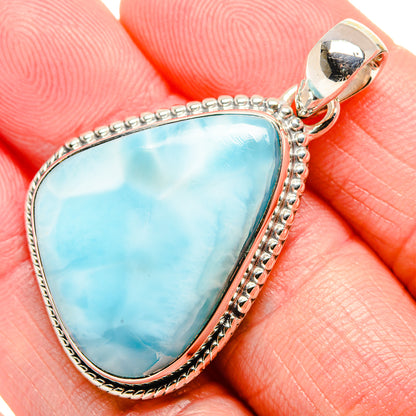 Triangular Larimar pendant with polished 925 sterling silver bail