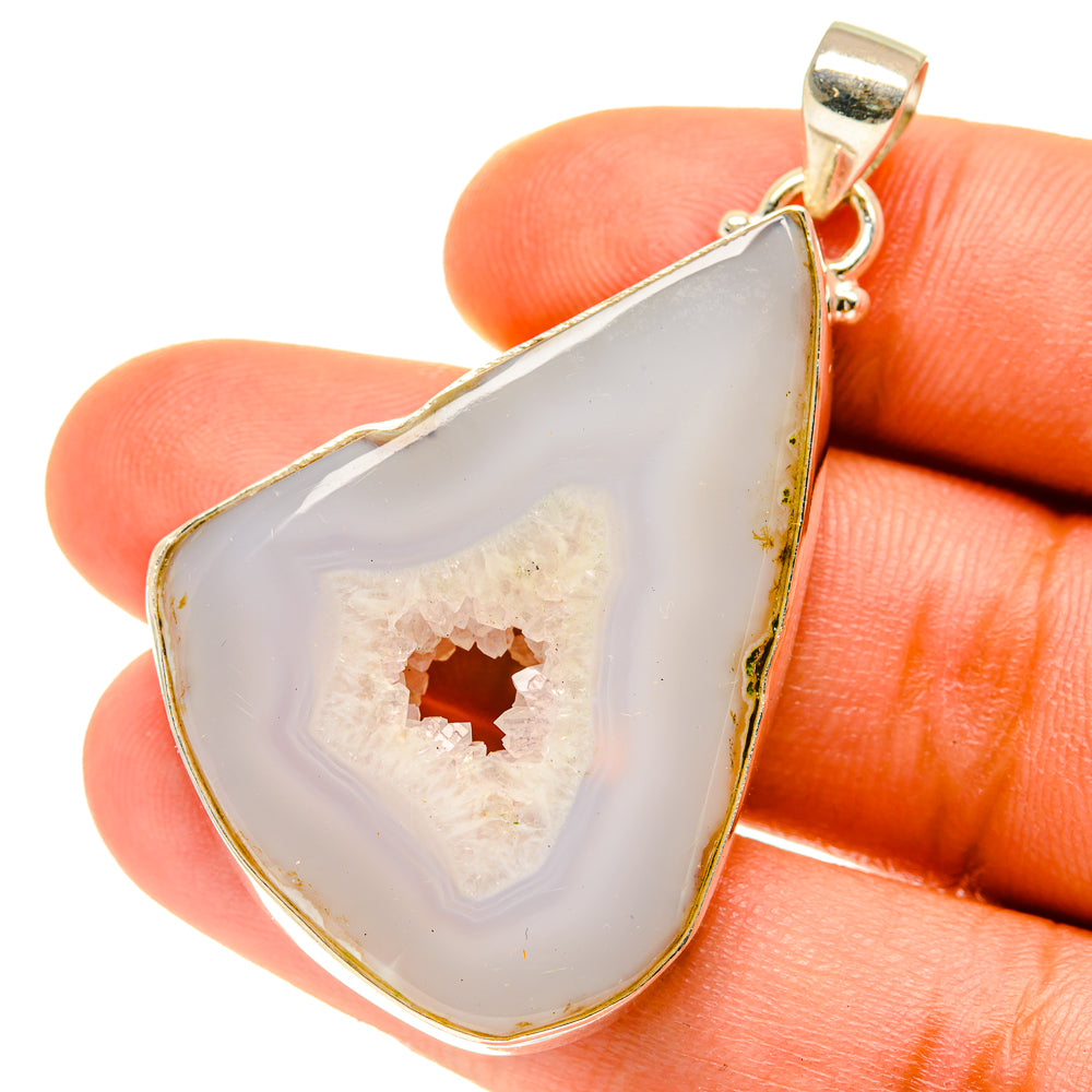 White Geode Slice Pendants handcrafted by Ana Silver Co - PD3547