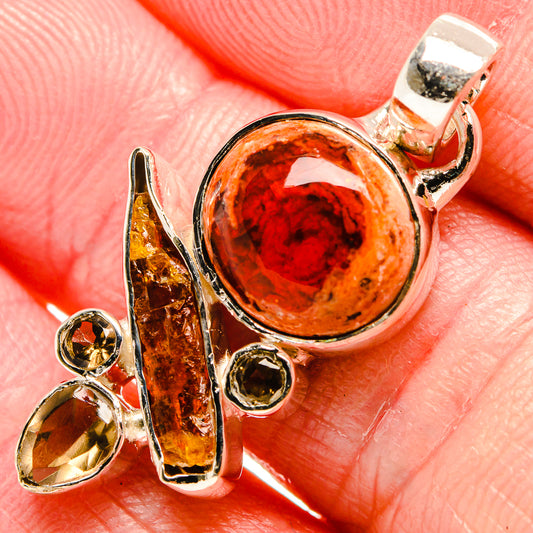 Mexican Fire Opal Pendants handcrafted by Ana Silver Co - PD35502