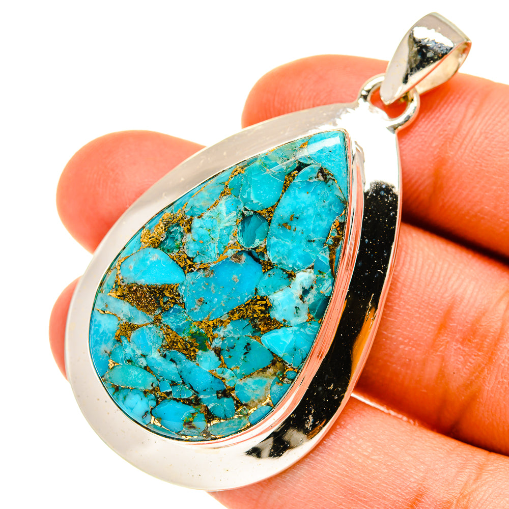 Blue Copper Composite Turquoise Pendants handcrafted by Ana Silver Co - PD3552