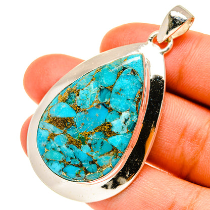 Blue Copper Composite Turquoise Pendants handcrafted by Ana Silver Co - PD3552