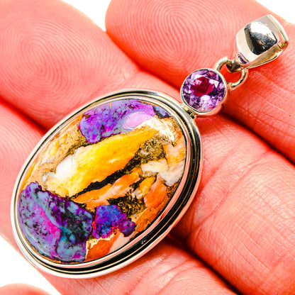 Orange Purple Copper Composite Turquoise Pendants handcrafted by Ana Silver Co - PD35523