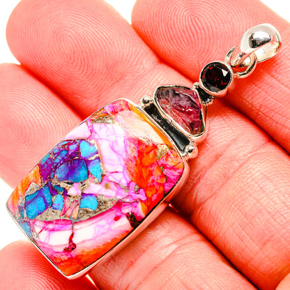 Kingman Pink Dahlia Turquoise Pendants handcrafted by Ana Silver Co - PD35527