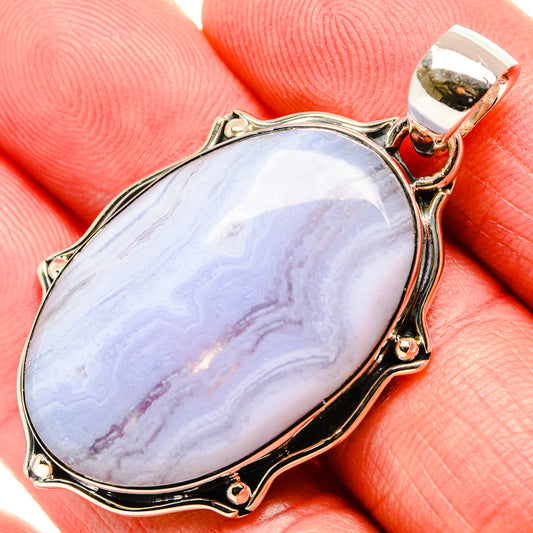 Blue Lace Agate Pendants handcrafted by Ana Silver Co - PD35538