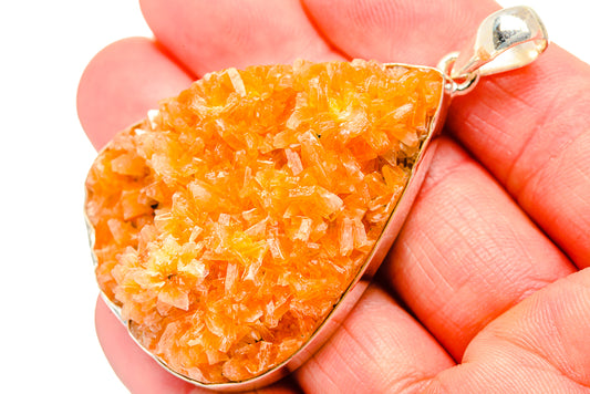 Orange Calcite Crystal Pendants handcrafted by Ana Silver Co - PD35547