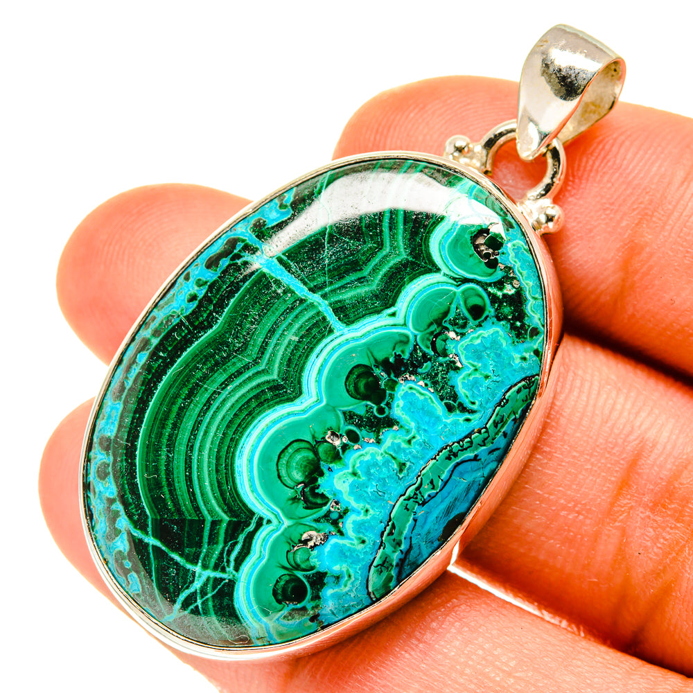Malachite In Chrysocolla Pendants handcrafted by Ana Silver Co - PD3555