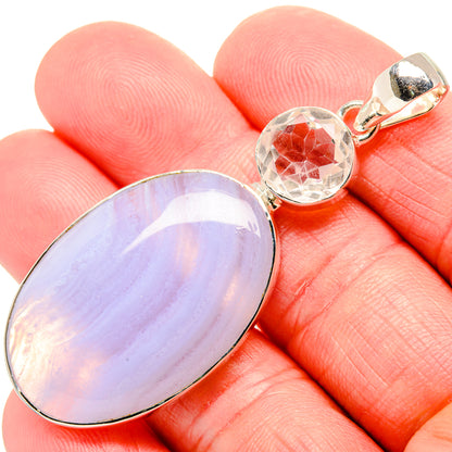 Blue Lace Agate Pendants handcrafted by Ana Silver Co - PD35561