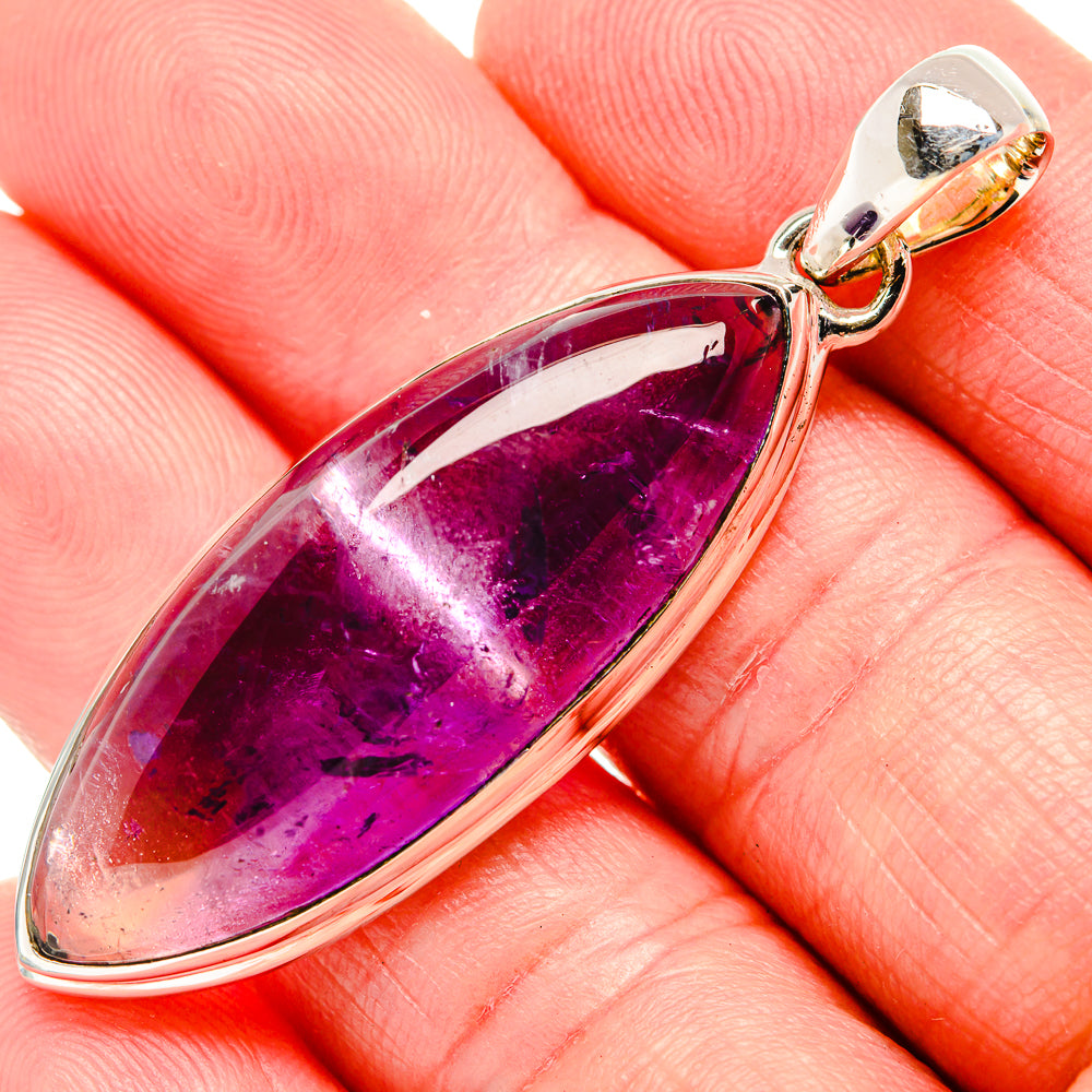 925 sterling silver ametrine pendant, purple teardrop gemstone with bail