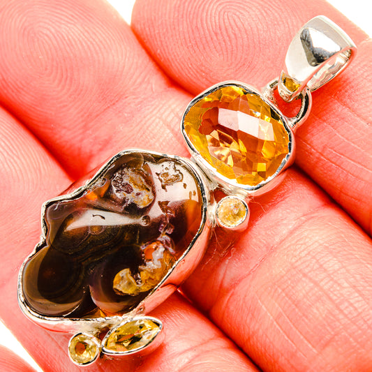 Mexican Fire Agate Pendants handcrafted by Ana Silver Co - PD35606