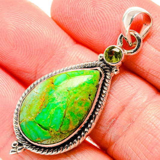 Green Copper Composite Turquoise Pendants handcrafted by Ana Silver Co - PD35642