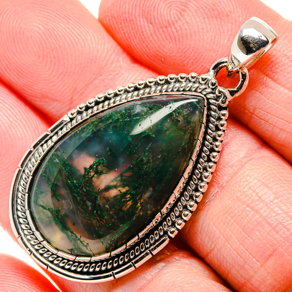 Green Moss Agate Pendants handcrafted by Ana Silver Co - PD35652