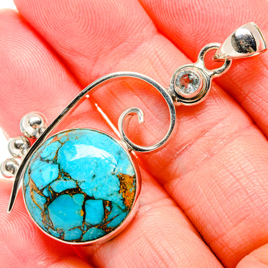 Blue Copper Composite Turquoise Pendants handcrafted by Ana Silver Co - PD35748