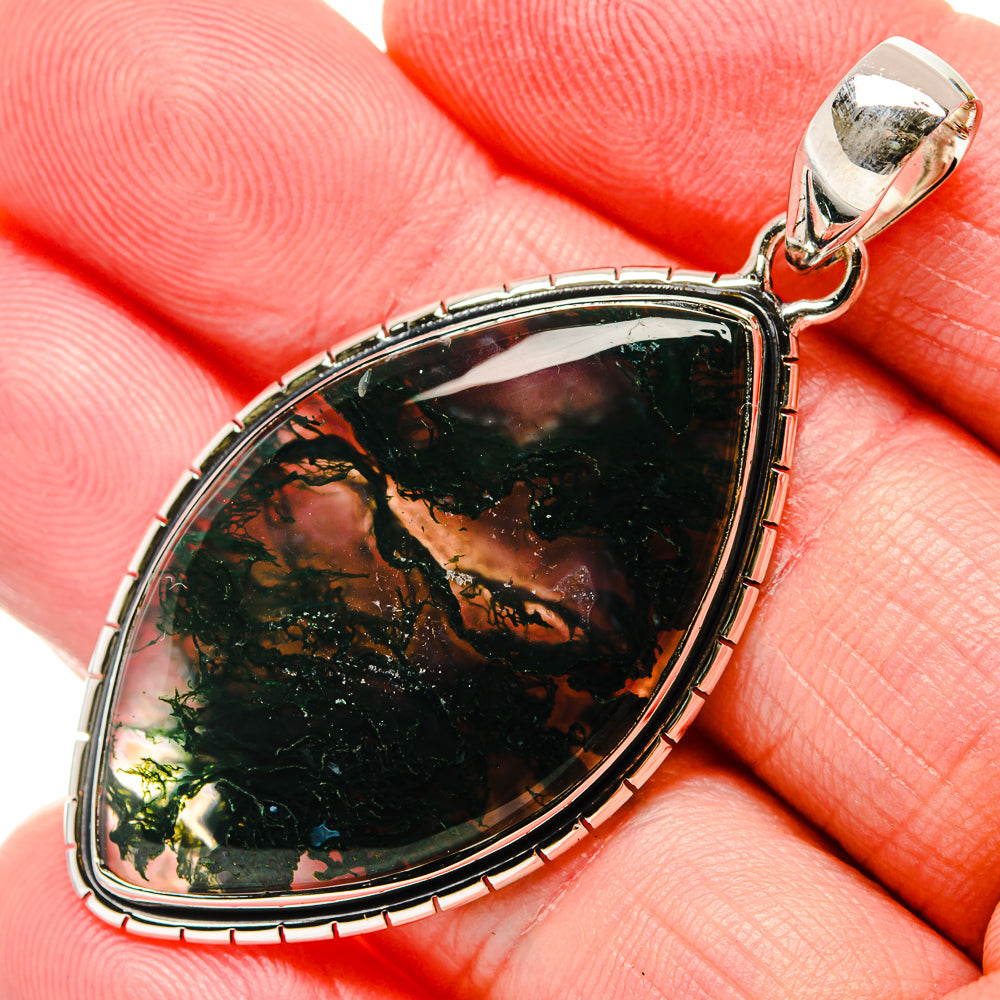 Green Moss Agate Pendants handcrafted by Ana Silver Co - PD35758