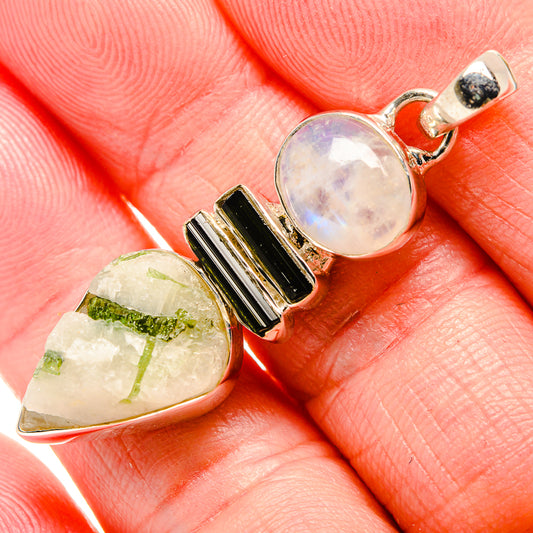 Green Tourmaline In Quartz Pendants handcrafted by Ana Silver Co - PD35778