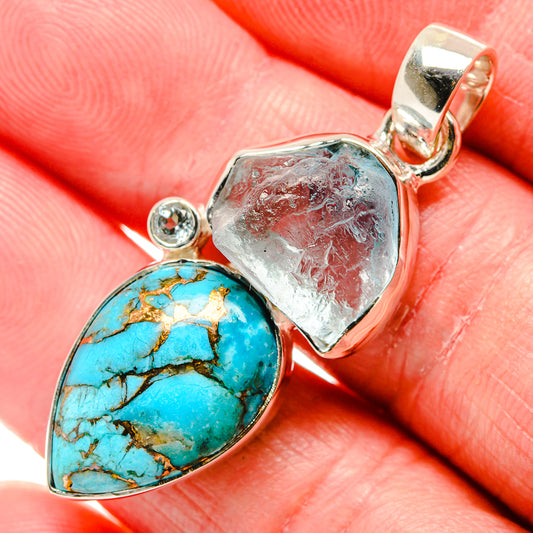 Blue Copper Composite Turquoise Pendants handcrafted by Ana Silver Co - PD35840