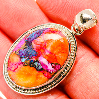 Kingman Pink Dahlia Turquoise Pendants handcrafted by Ana Silver Co - PD35925