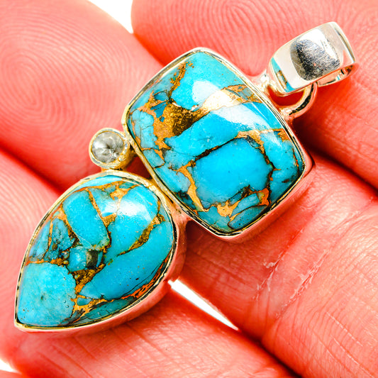 Blue Copper Composite Turquoise Pendants handcrafted by Ana Silver Co - PD35932