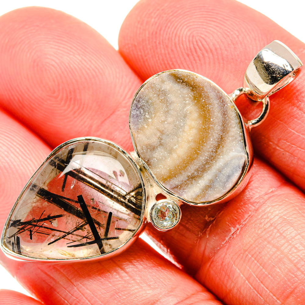 Tourmalinated Quartz Pendants handcrafted by Ana Silver Co - PD35961