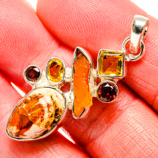 Mexican Fire Opal Pendants handcrafted by Ana Silver Co - PD35967