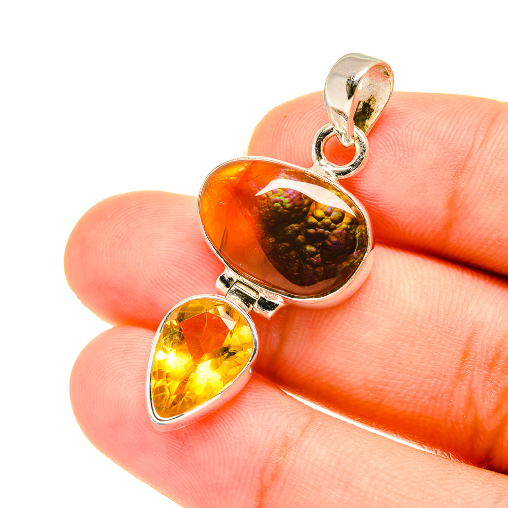 Mexican Fire Agate Pendants handcrafted by Ana Silver Co - PD3602