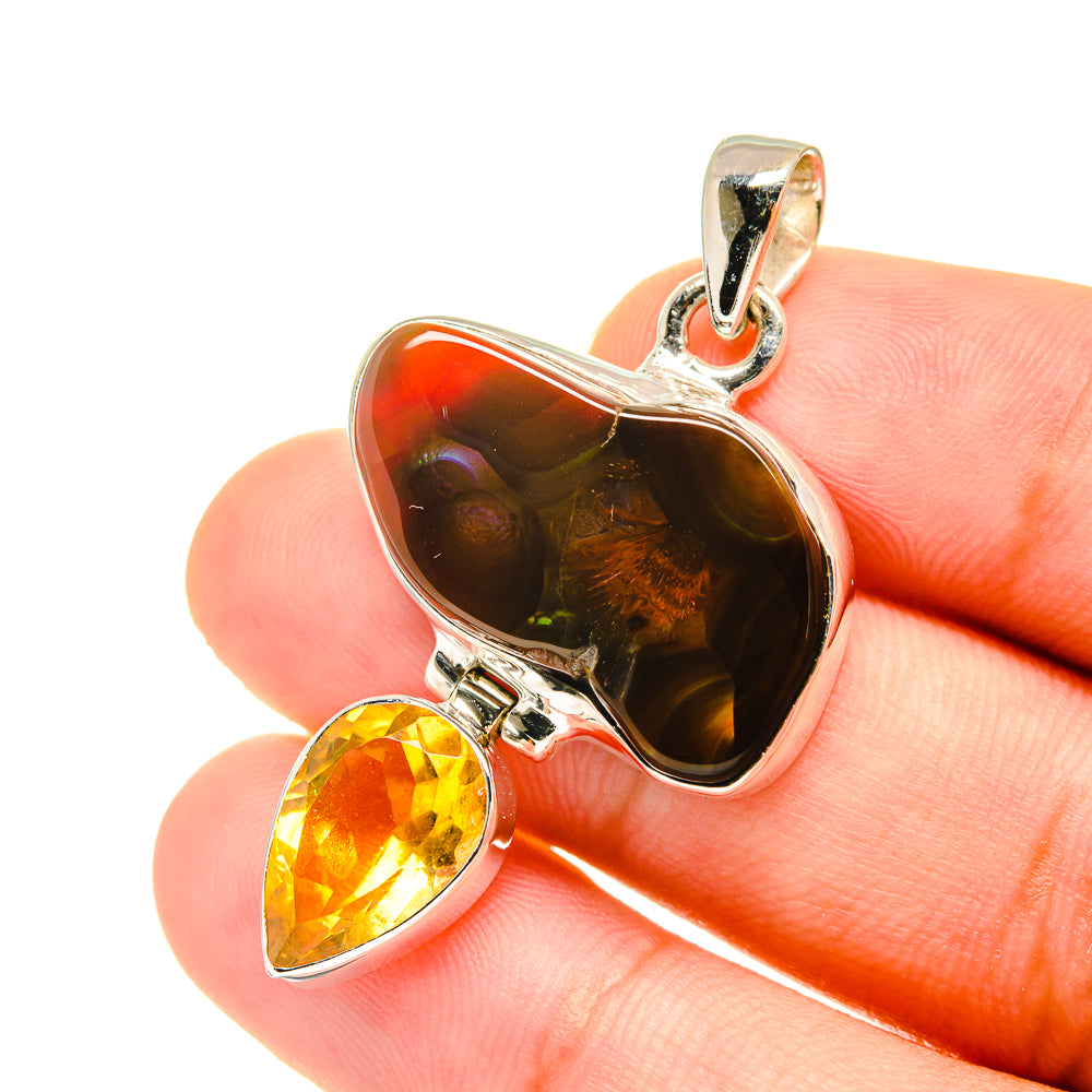 Mexican Fire Agate Pendants handcrafted by Ana Silver Co - PD3604