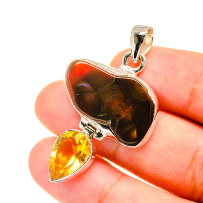 Mexican Fire Agate Pendants handcrafted by Ana Silver Co - PD3604