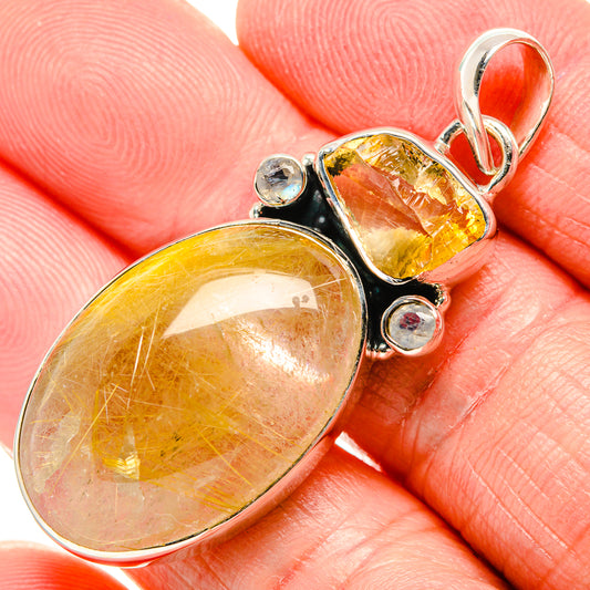 Rutilated Quartz Pendants handcrafted by Ana Silver Co - PD36078