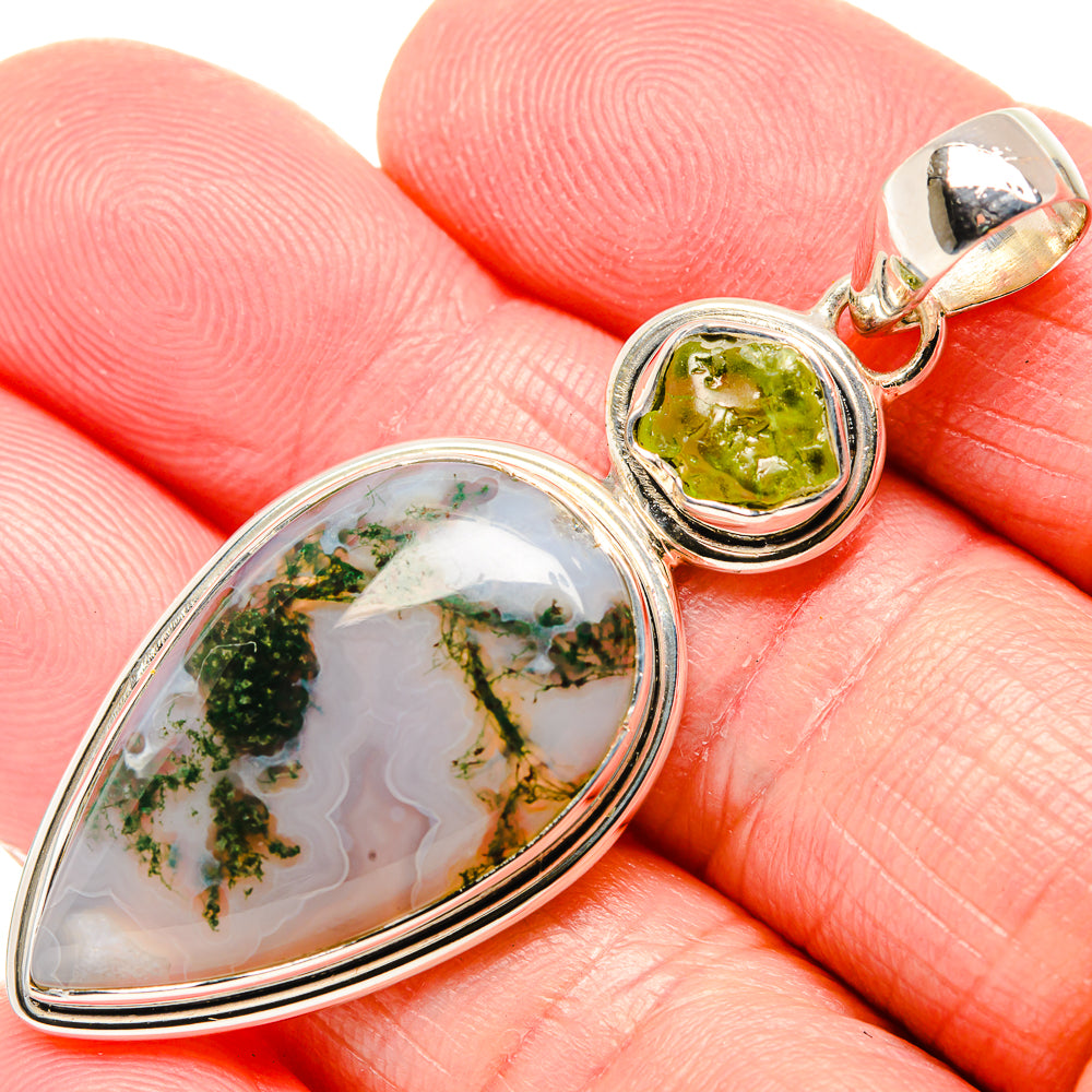 Green Moss Agate Pendants handcrafted by Ana Silver Co - PD36080