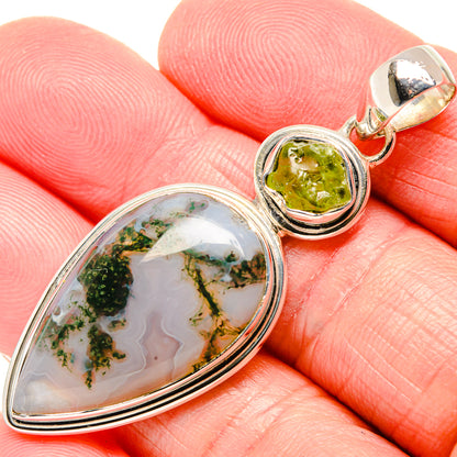 Green Moss Agate Pendants handcrafted by Ana Silver Co - PD36080