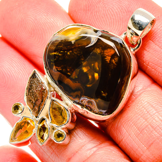 Mexican Fire Agate Pendants handcrafted by Ana Silver Co - PD36101