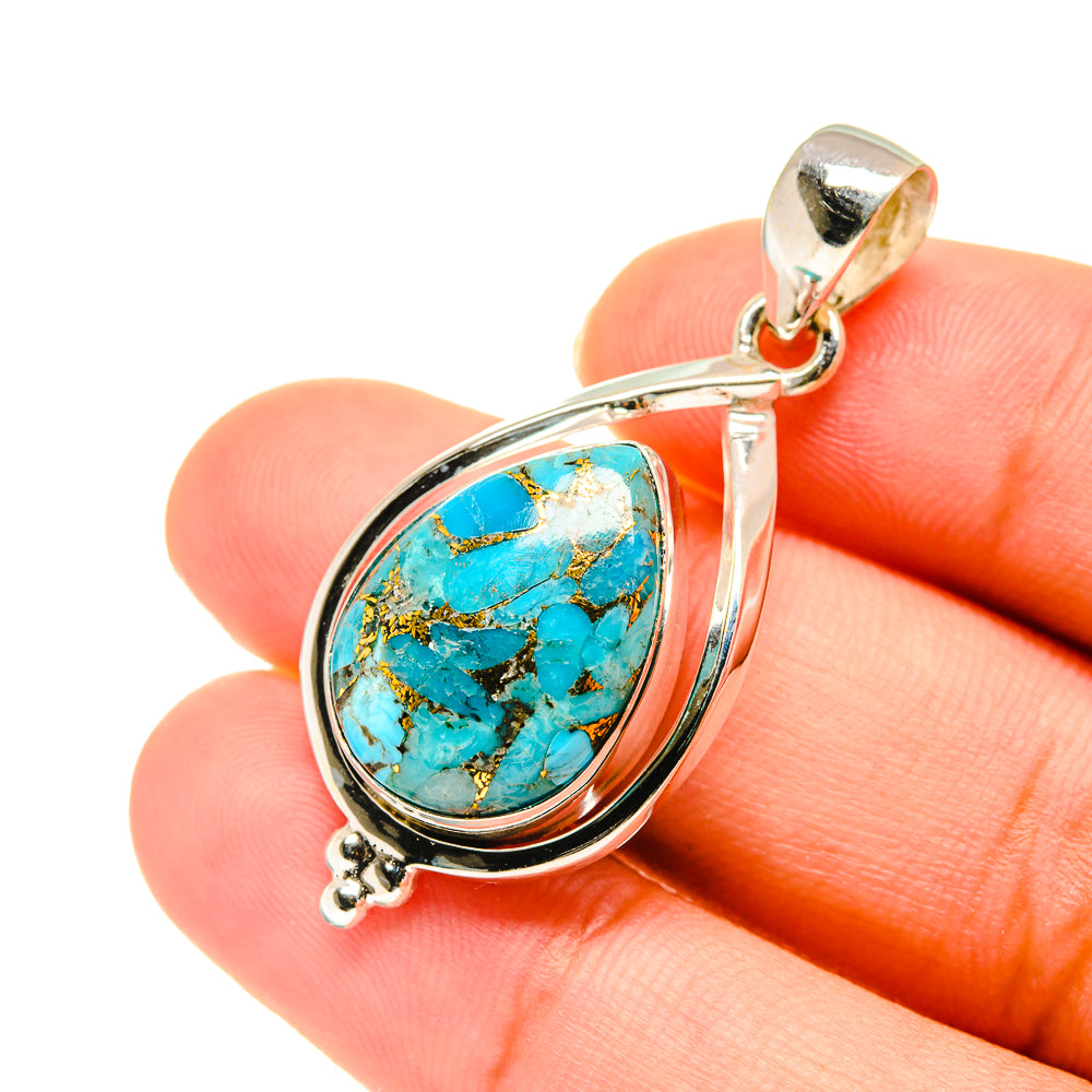 Blue Copper Composite Turquoise Pendants handcrafted by Ana Silver Co - PD3617