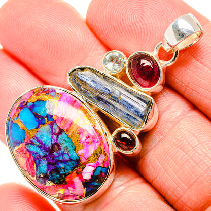 Kingman Pink Dahlia Turquoise Pendants handcrafted by Ana Silver Co - PD36175