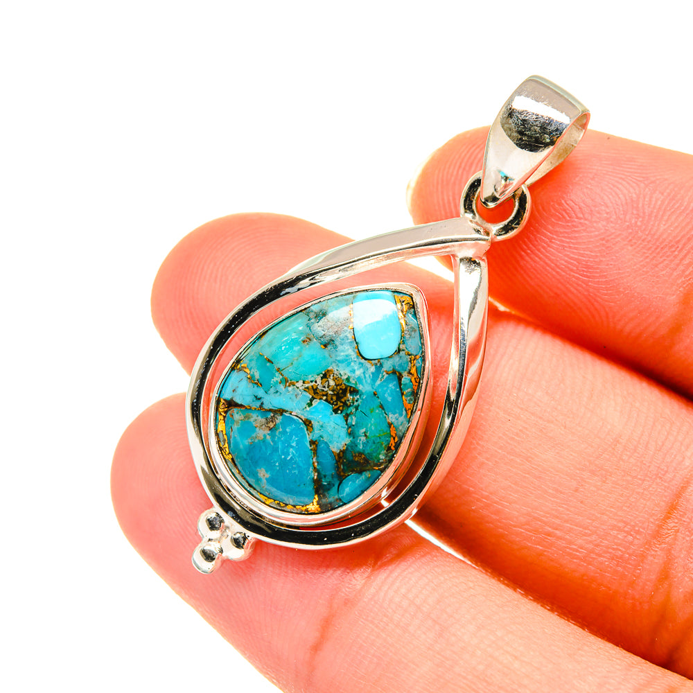 Blue Copper Composite Turquoise Pendants handcrafted by Ana Silver Co - PD3618