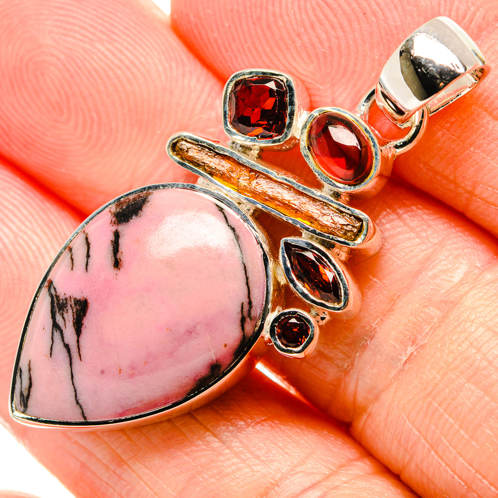Rhodonite, Garnet, Carnelian Pendants handcrafted by Ana Silver Co - PD36188