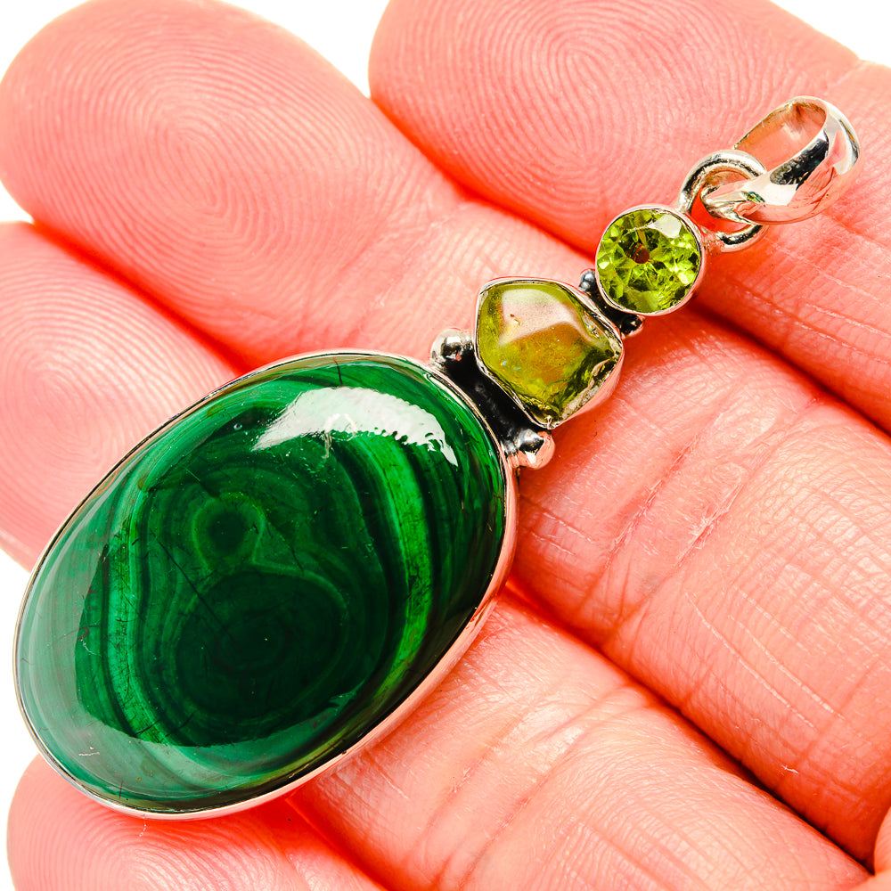 Malachite, Peridot Pendants handcrafted by Ana Silver Co - PD36194