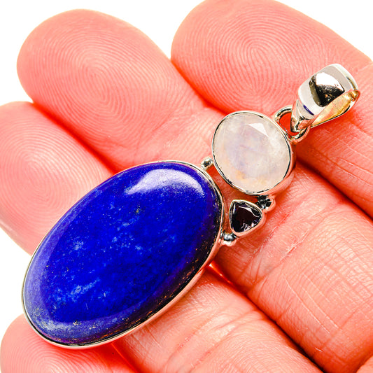 Lapis Lazuli, Rainbow Moonstone Pendants handcrafted by Ana Silver Co - PD36195