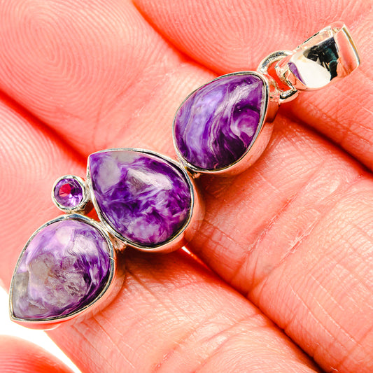 Charoite, Amethyst Pendants handcrafted by Ana Silver Co - PD36197