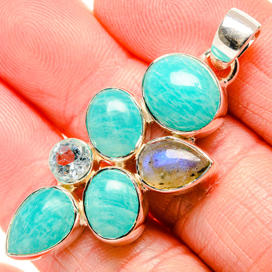 Amazonite, Labradorite, Blue Topaz Pendants handcrafted by Ana Silver Co - PD36198