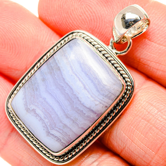 Blue Lace Agate Pendants handcrafted by Ana Silver Co - PD36199