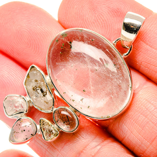 Dendritic Opal, Herkimer Diamond, Tourmalinated Quartz Pendants handcrafted by Ana Silver Co - PD36205