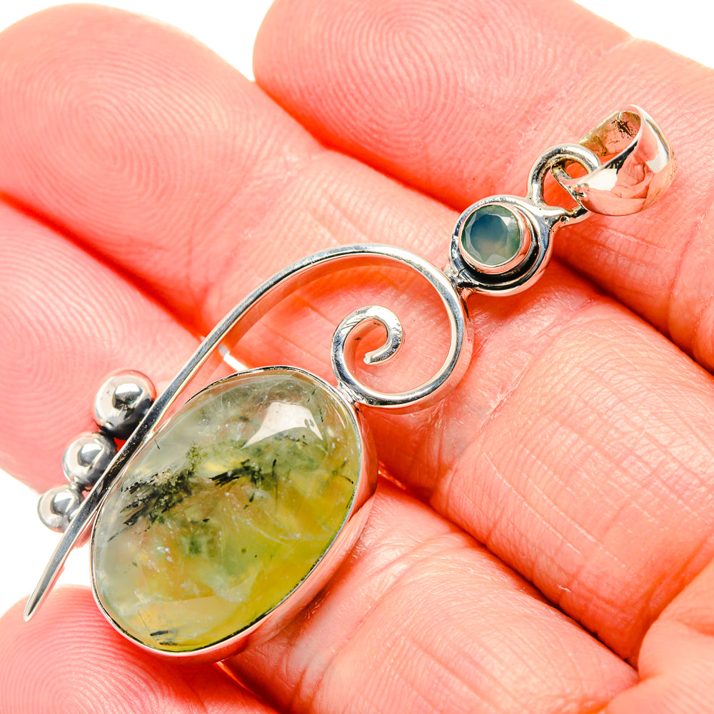 Prehnite, Aqua Chalcedony Pendants handcrafted by Ana Silver Co - PD36216