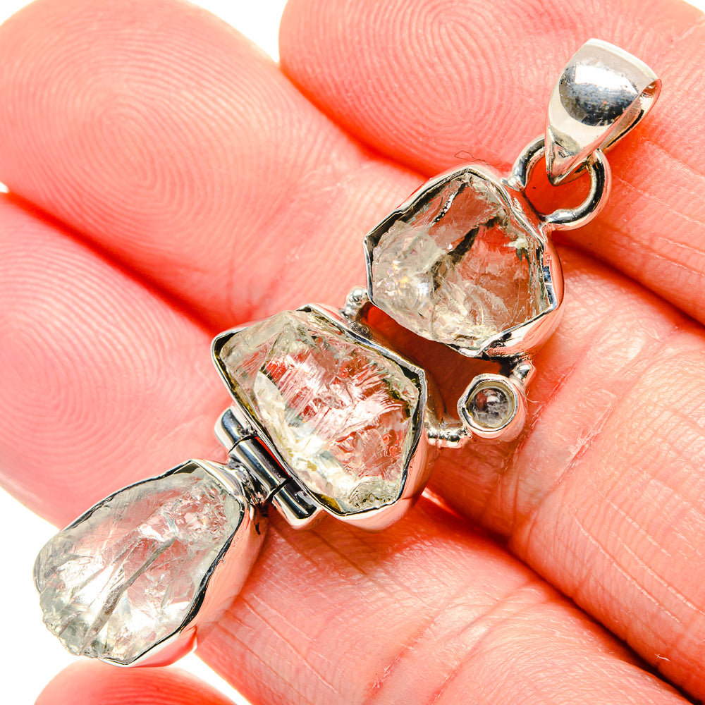 Herkimer Diamond, Blue Topaz, Rainbow Moonstone Pendants handcrafted by Ana Silver Co - PD36219