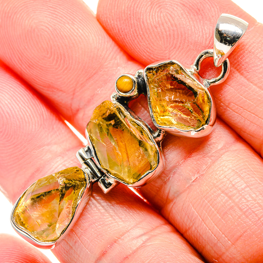 Citrine, Tiger Eye, Smoky Quartz Pendants handcrafted by Ana Silver Co - PD36220