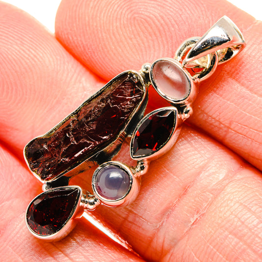 Garnet, Rose Quartz Pendants handcrafted by Ana Silver Co - PD36224