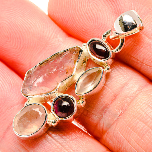 Rose Quartz, Garnet Pendants handcrafted by Ana Silver Co - PD36226